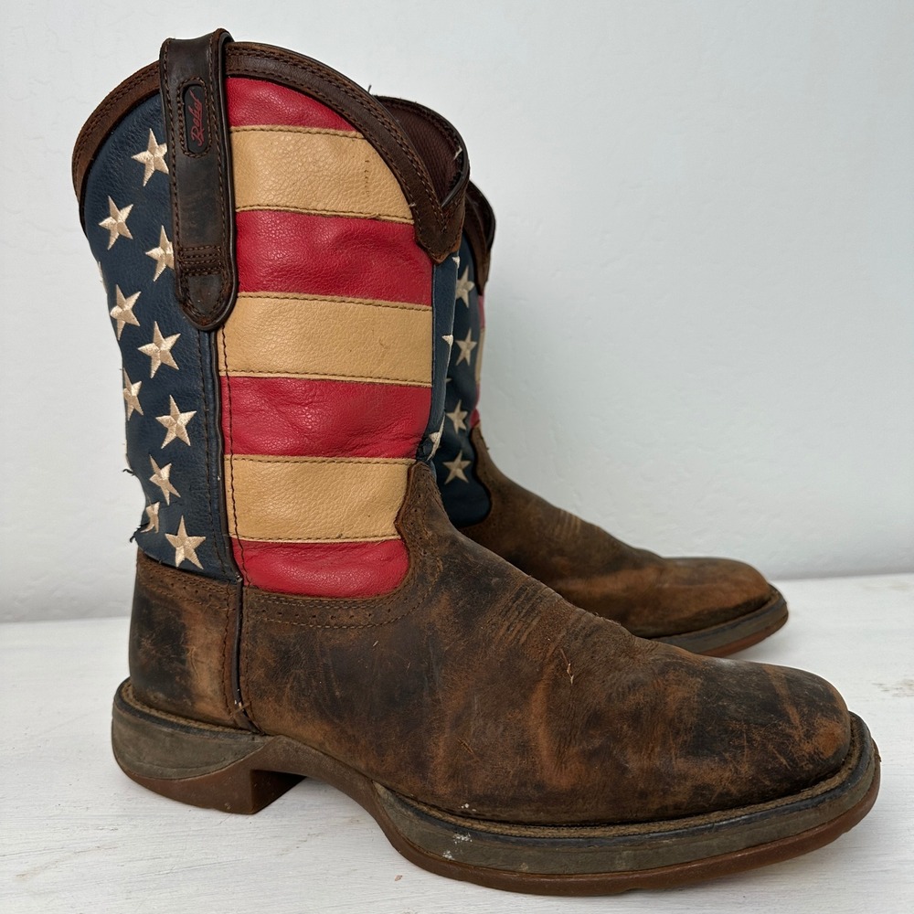 Durango Boots Mens 10D Rebel Dark Brown American Flag Western DB5554 Patriotic
